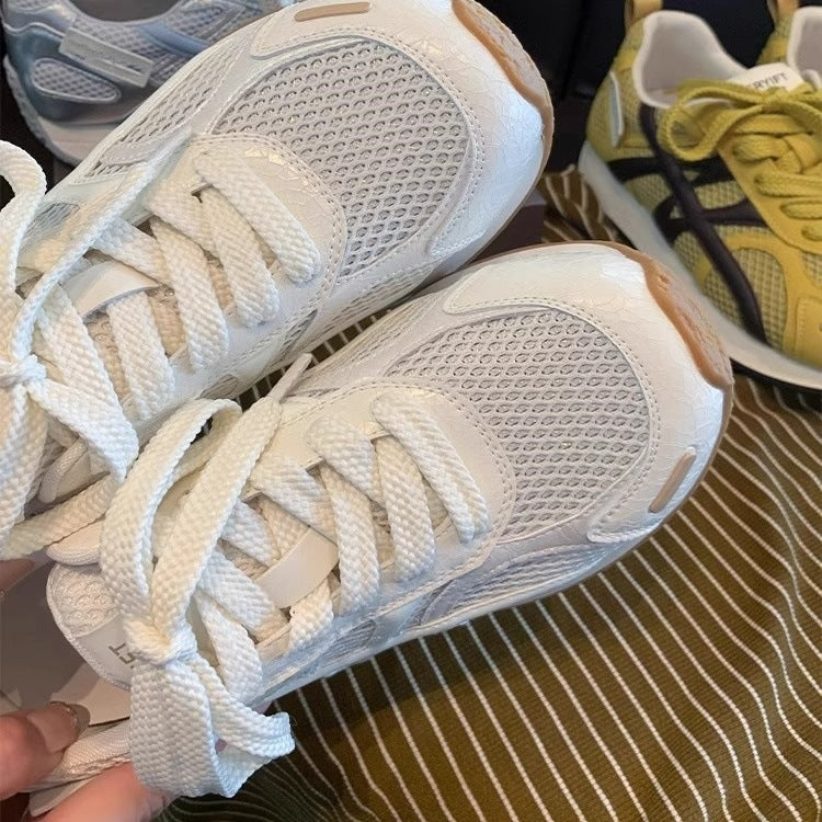 Yellow agander training shoes women's 2026 new versatile hidden heel mesh breathable non-stuffy athletic casual shoes