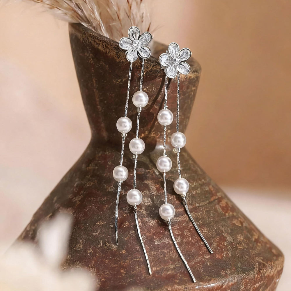 New amazon cross-border versatile alloy flower pendant earrings - minimalist styling accessories, elegant and creative stud earrings for women