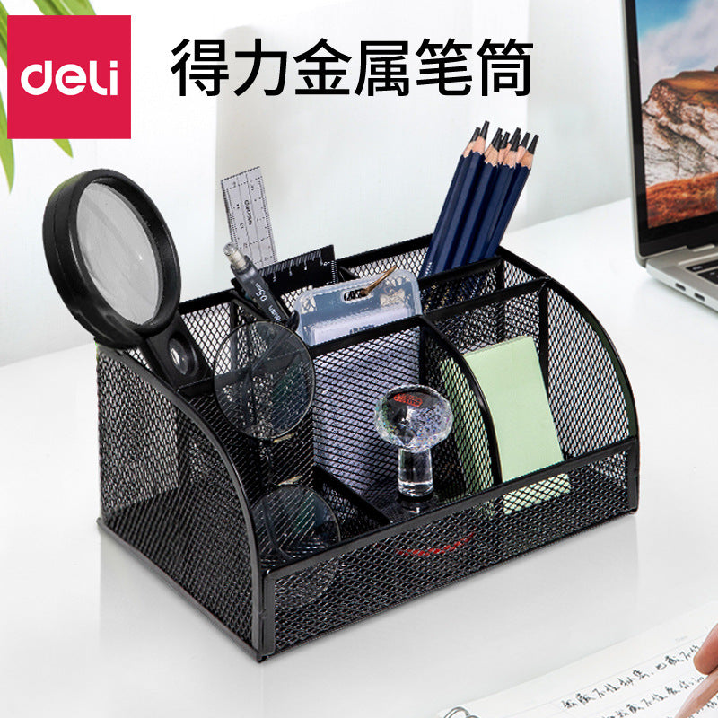 Deli 8903 metal grid pen holder combination office supply desktop storage pen insert stationery finishing box pen holder