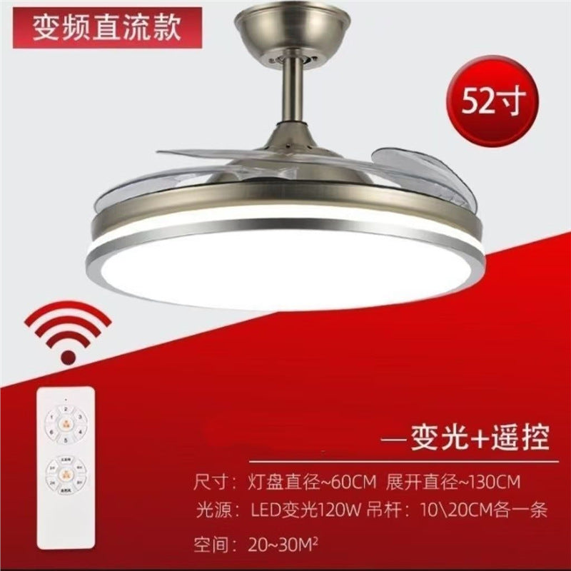 52inch invisible fan light ceiling fan light living room frequency conversion silent high wind bluetooth music fan light