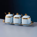 ceramic seasoning jar kitchen supplies light luxury seasoning jar suitfor home seasoning box three-piece set exquisite salt shaker