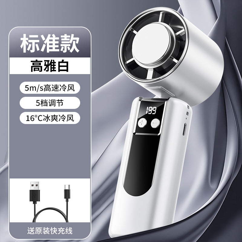 new ice-cooling high-speed fan, semiconductor refrigeration handheld fan, portable rechargeable foldable mini fan