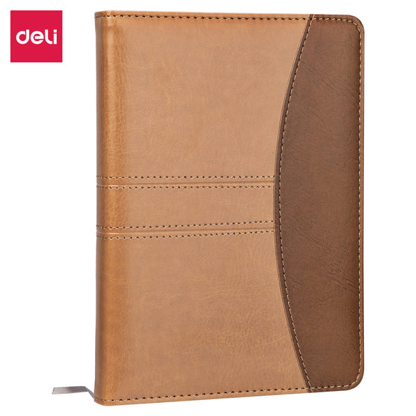 Deli 7922 leather surface, conference book, business notebook 32K diary, notebook, office stationery notebook
