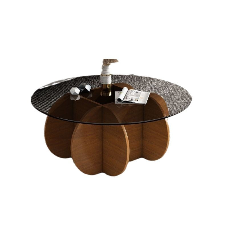 Accessible luxury tempered glass coffee table living room for home small apartment slate round popular creative normcore balcony tea table