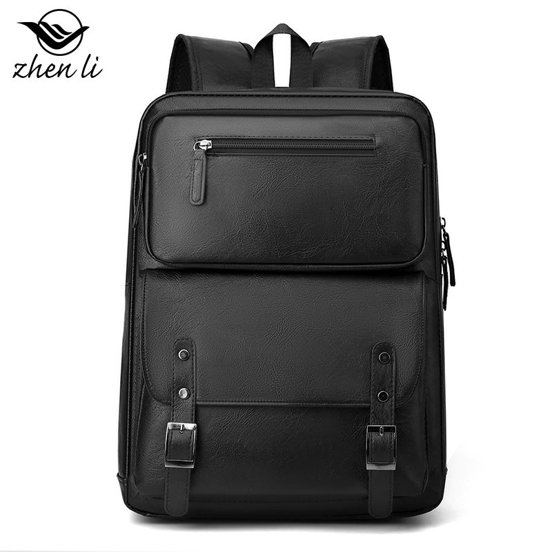 Cross-border backpack Men's casual backpack Business travel laptop bag PU large-capacity travel backpack