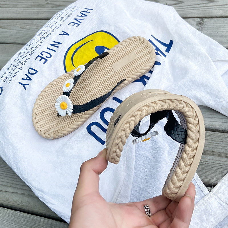 New arrival three flowers summer flip-flops women's outwear k-style non-slip women's flats sandals beach delivery