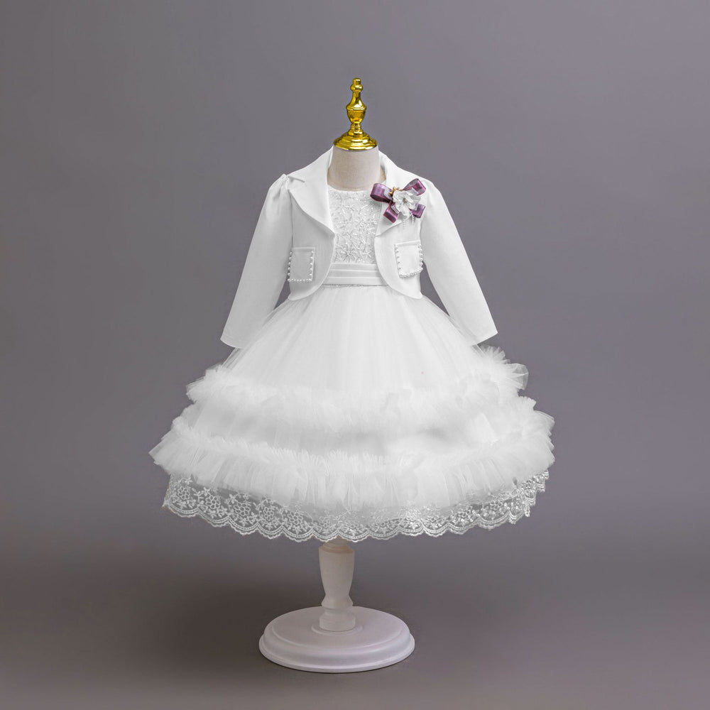 Ready-to-ship wholesale children's three-piece dress set, kids' formal gown, tulle princess dress, girls' dress, baby dress