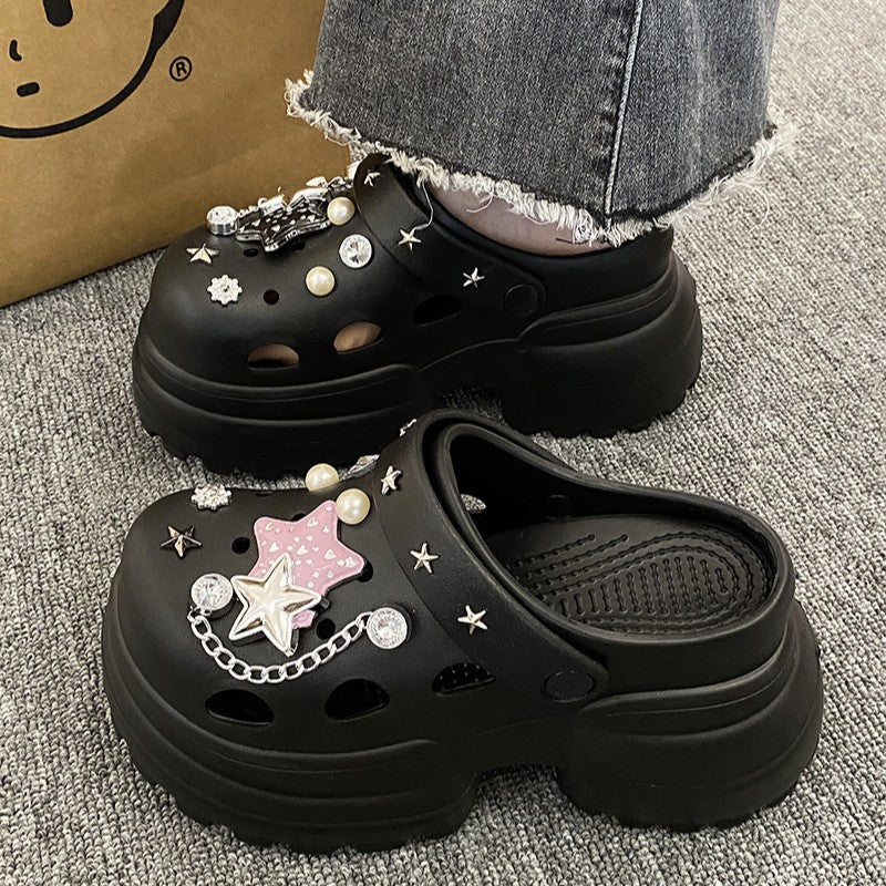 10cm thick sole eva clogs women's outwear heightened toe slippers women's new high heels women's sandals beach shoes