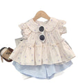 Girls' fashion set:  summer new arrival - stylish cartoon short-sleeve top and shorts two-piece outfit - wholesale supply