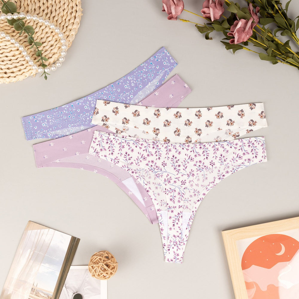 foreign trade european and american seamless underwear adhesive nylon printing breathable quick-drying low-waist ice silk seamless underwear for women