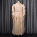 retrov necksatin mid-sleeve dress stereo flower waist slit evening party dress dress