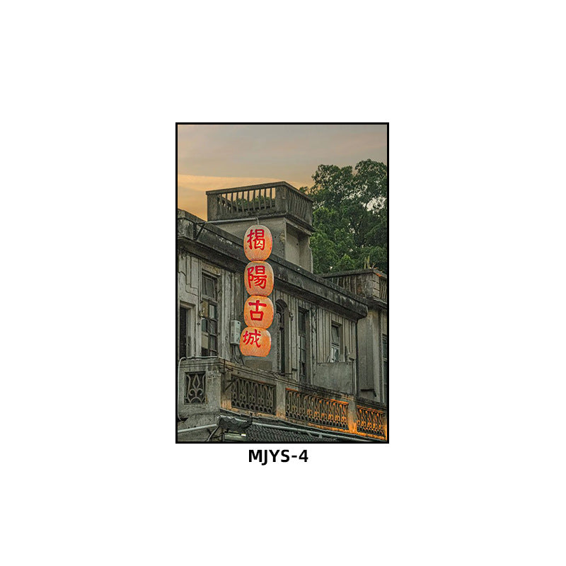 Jieyang ancient city architectural landscape hanging painting hotel box wall decoration painting hot pot restaurant restaurant characteristic cultural tourism mural