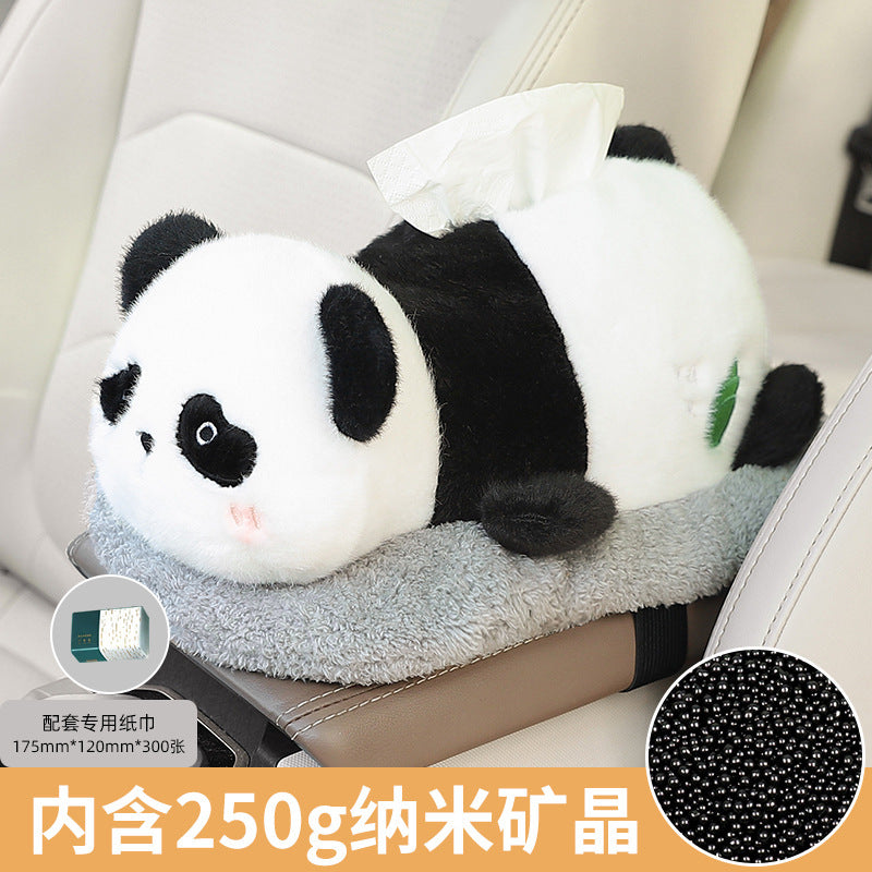 Car tissue box, armrest box, pumping carton, creative car bamboo charcoal bag ornament, high-end doll, car decoration