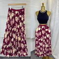 New arrival elastic waist high waist floral sweeteasiest for match a-line skirt women's medium longprintingpleated skirt