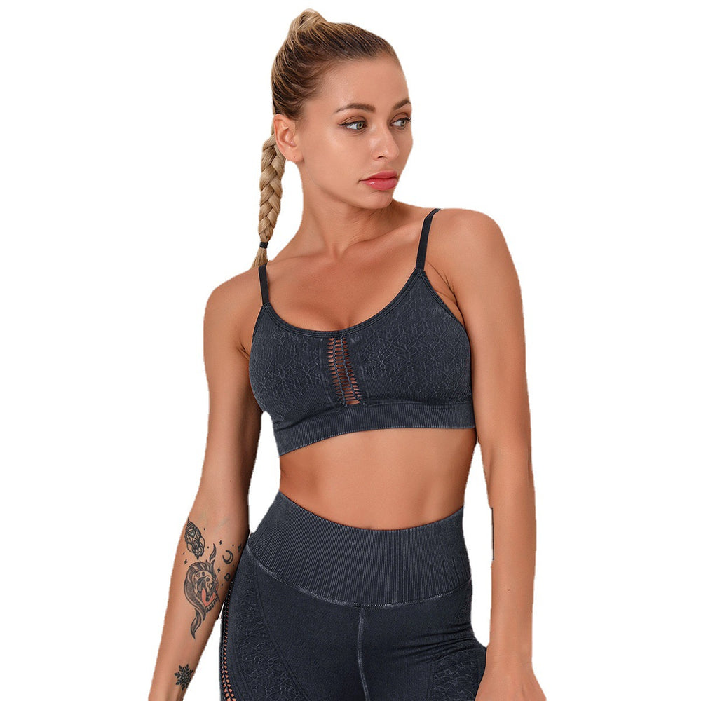 European and american washed jacquard seamless sports bra cut out braid fitness sling intimates yoga wear sports vest for women