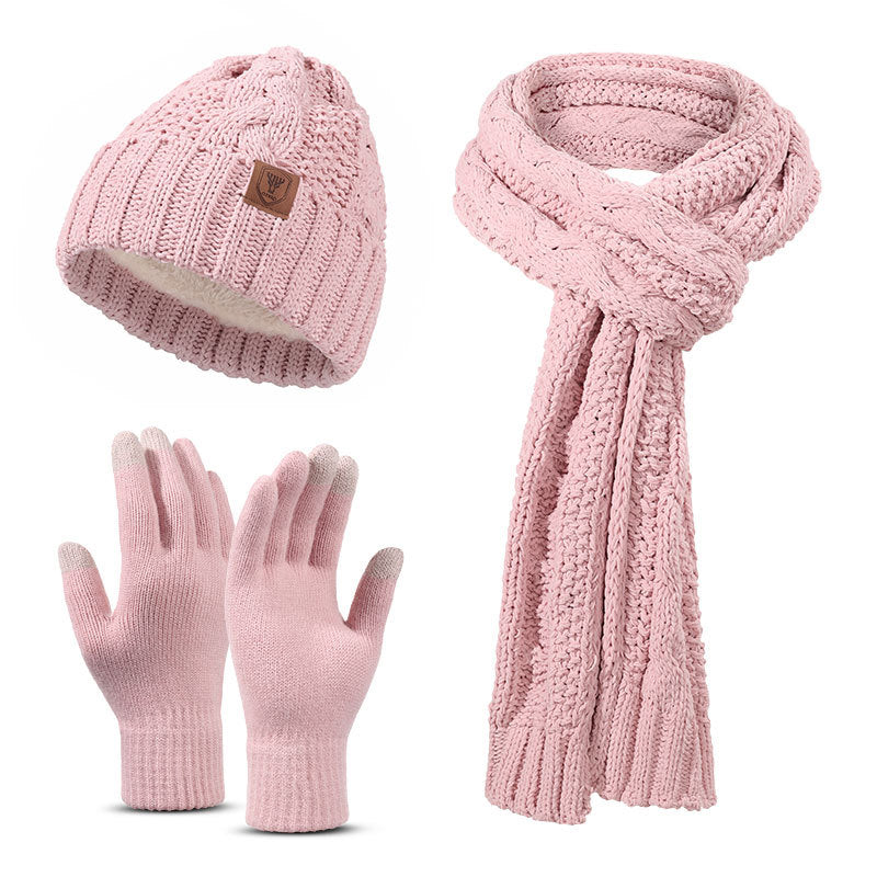 Cross-border knitted hat, scarf, gloves three-piece set, adult autumn and winter cold-proof and warm hat, scarf gift box set