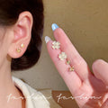French retro cat's eye flower stud earring set - delicate, versatile, and comfortable for all-day wear (sleep-friendly, gentle on pierced ears)