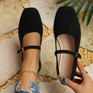 Exportflatsretroflatsspring and summernew arrivalmary jane shoesballet style one-word buckleflatsplus size women's flats