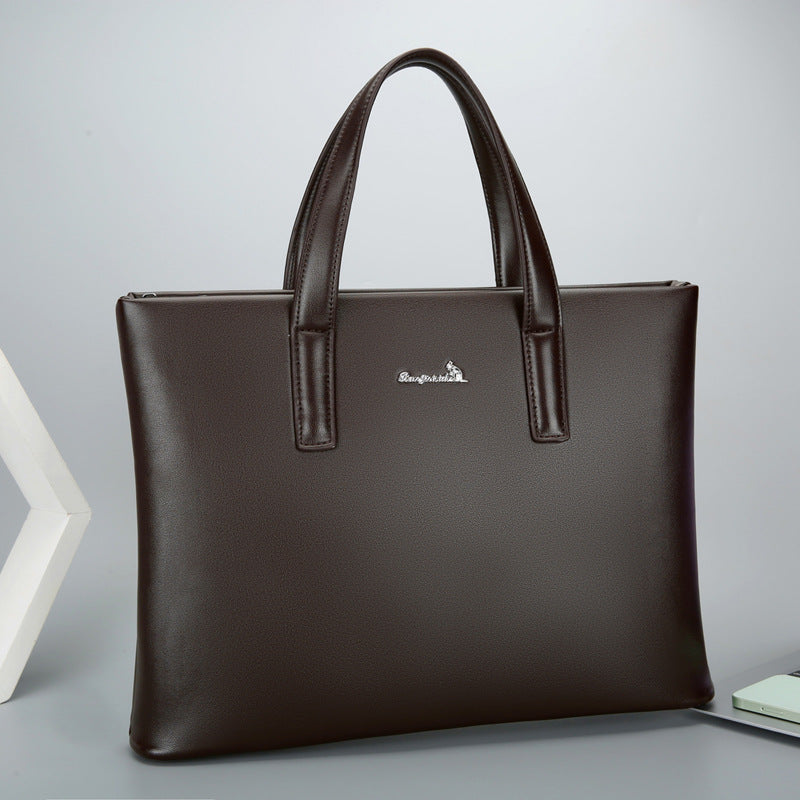New briefcase men's horizontal Oxford cloth large-capacity business handbag bag leather bag men's file bag handbag