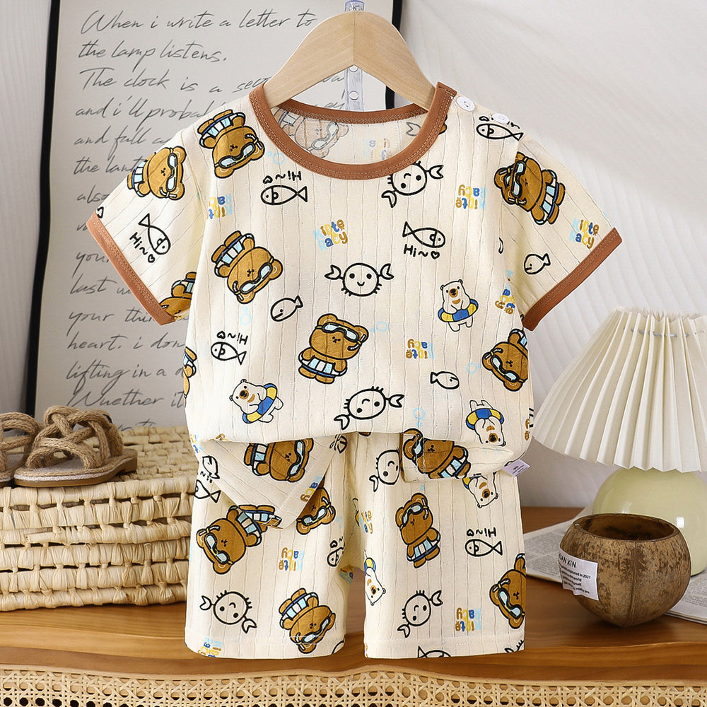 summer new arrivals: kids' short-sleeve and shorts sets - baby boys' and girls' t-shirt and shorts outfits, all-cotton wholesale