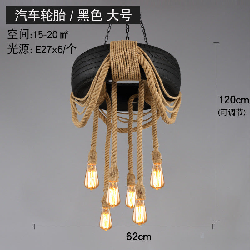 American retro hemp rope chandelier creative hotel lobby B & B restaurant lamp personalized industrial style hotel box lamp