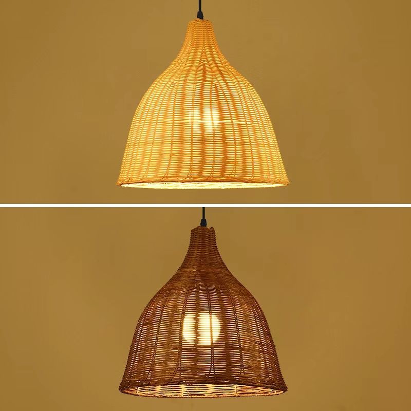 Retro rattan lamp restaurant wedding store hotel b&b lampshade southeast asian country bamboo woven decoration straw hat chandelier