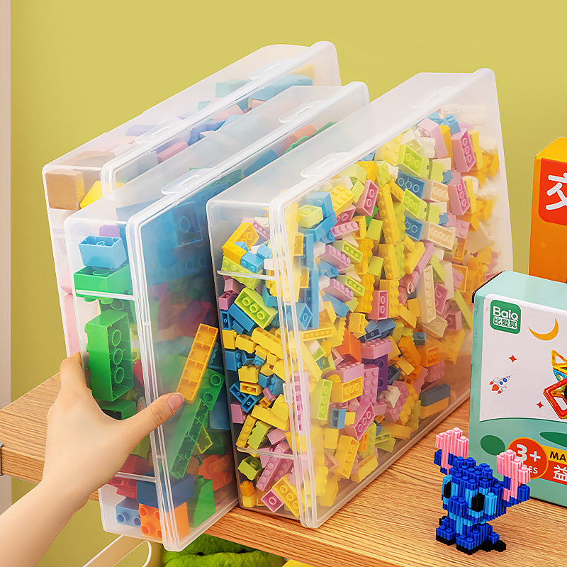 Plastic box with lid Rectangle Lego building block storage Organizing box Children's toys Transparent plastic storage box