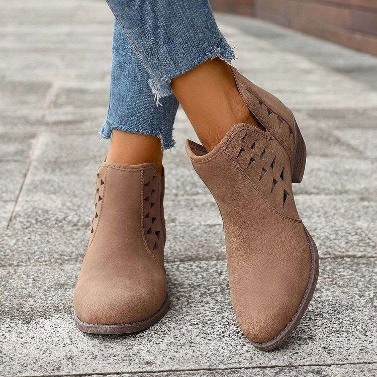 plus sizecut out breathable thick heel round toe low ankleeasiest for matchnew arrival vacation daily ankle boots fashion women's boots