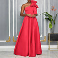 D3322 european and american women's clothing cross-border  new one-shoulder big bow sexy long gown african dress