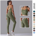 new arrivalhigh waist hip lift seamless yoga clothes sexy sling beautiful back sports bra suit running fitness clothes
