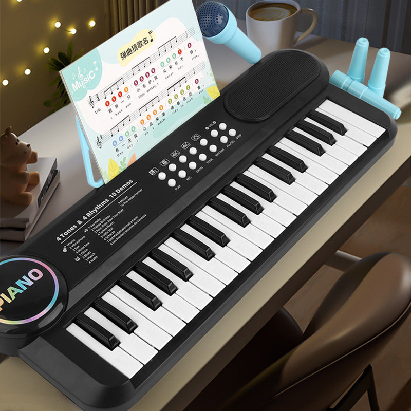 New children's piano 37-key multifunctional electronic keyboard - early education toy with microphone for girls