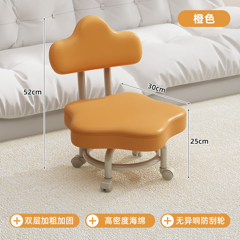 Swivel caster stool, portable shoe-changing stool for doorways, household living room and bedroom rolling stool, low stool with seamless edges, perfect for wiping floors and taking care of kids