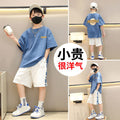 Kids fashionable short-sleeved shorts casualtwo-piece set boys sports suitnew arrivalchildren's summer wear