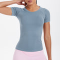 fashion seamless knittingpure color breathable tight short sleeve t-shirt sports running fitness yoga clothes tops women