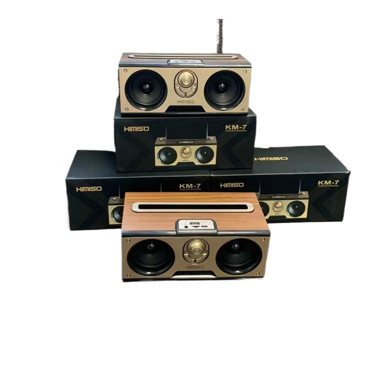 Km-7 retro wooden speaker - portable outdoor subwoofer wireless bluetooth radio tf card speaker - default options