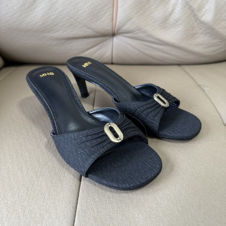 2025 summer new arrival: pleated metallic thong sandals - stiletto heel, open toe, elegant & sexy women's footwear