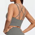 eco-friendly color block activewear set - women's color block open back compression yoga set for running and fitness