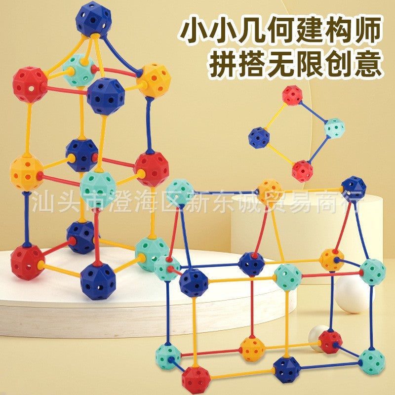 3d interlocking bead puzzle - children's 3d geometric building blocks, kindergarten educational toy, versatile beaded geometry for spatial reasoning training