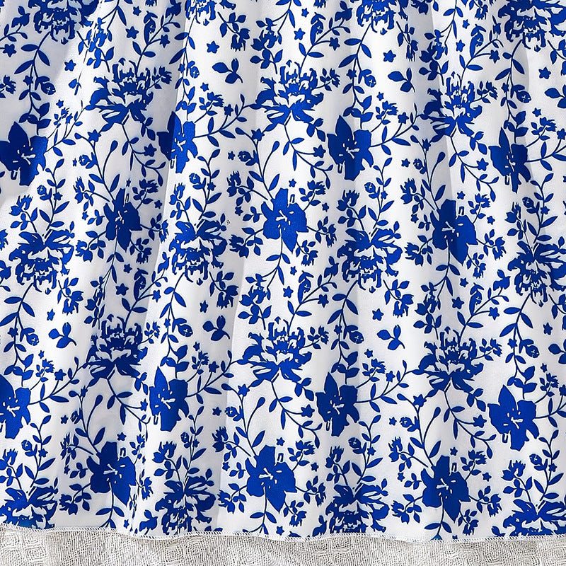 summer romantic sweet country style floral dress - export quality, mid-to-large size, cutout waist tank dress for girls