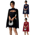 Full real shot export1688  fashion shawl sleeve hot stamping dress