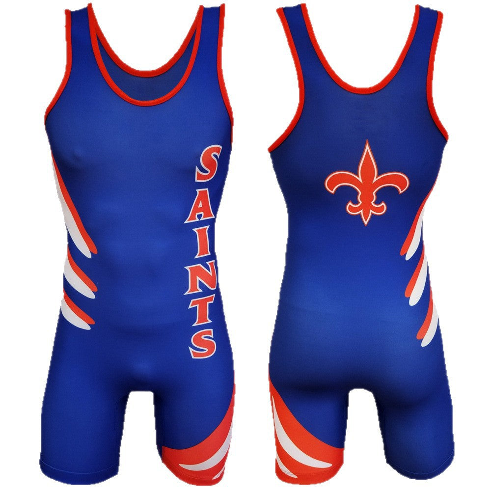 Sublimation full body print men's one-piece wrestling suit custom match weightlifting suit men's and women's free wrestling one-piece vest