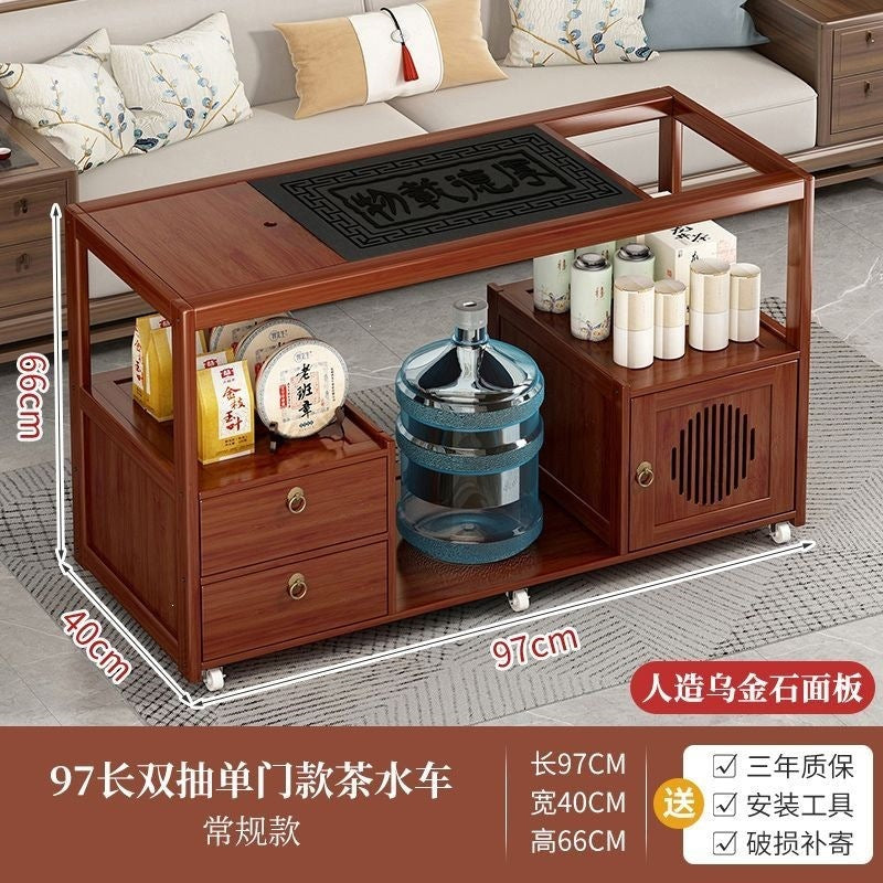 Movable tea table for home small tea table water kettle all-in-one tea cabinet tea cart kung fu tea set suit new chinoiserie coffee table