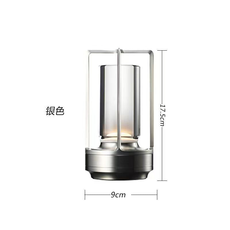 Luxury metal touch table lamp - bedroom bedside lamp, portable rechargeable bar & dining table lamp, camping atmosphere retro night light