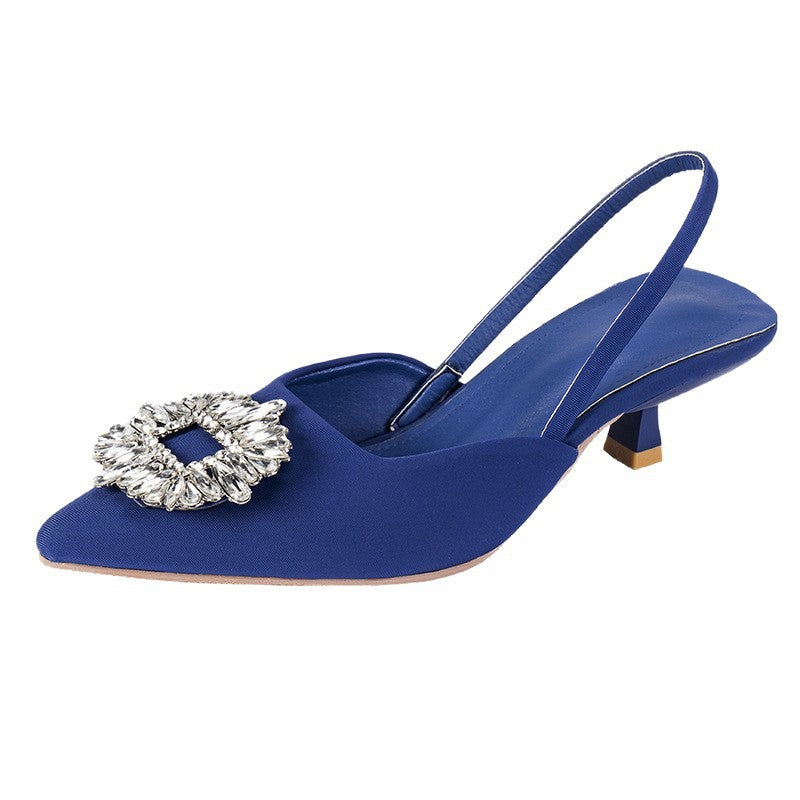 2026 european and american high heel sandals pointed toe stiletto diamond fashion shoes elegant closed-toe low-top outerwear high heels