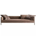 Italian minimalist genuine leather sofa, understated luxury, simple modern nordic down-filled living room set, small apartment sofa wholesale