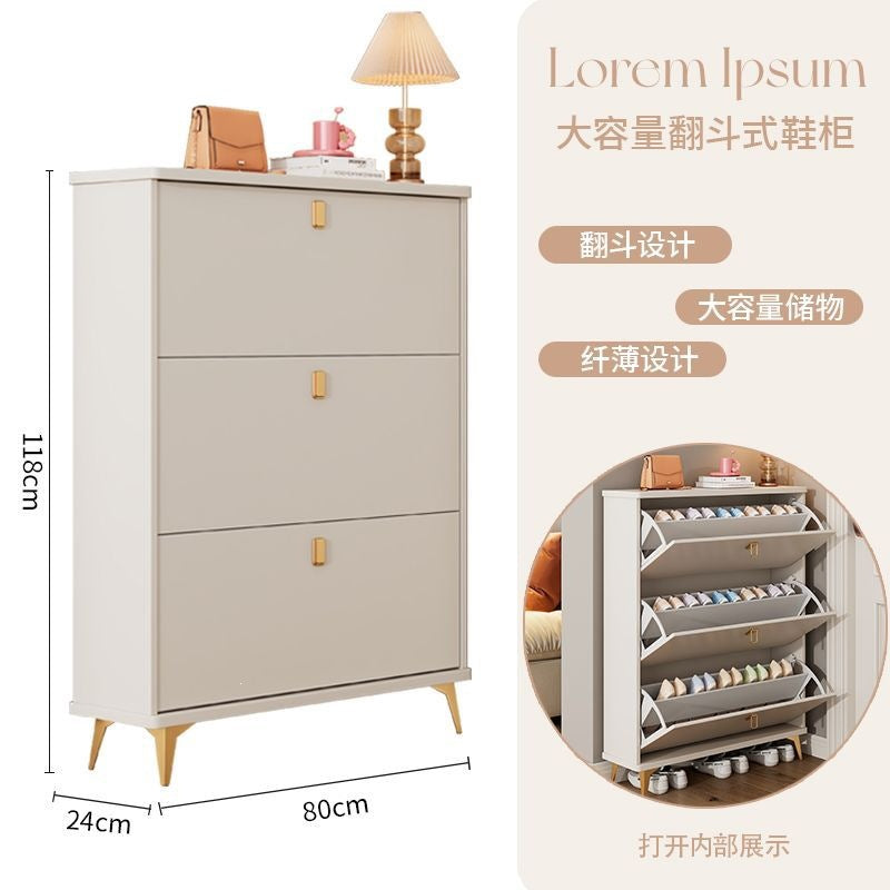 Tipping shoe cabinet solid wood for home door new arrival large capacity entrance cabinet small narrow shoe rack