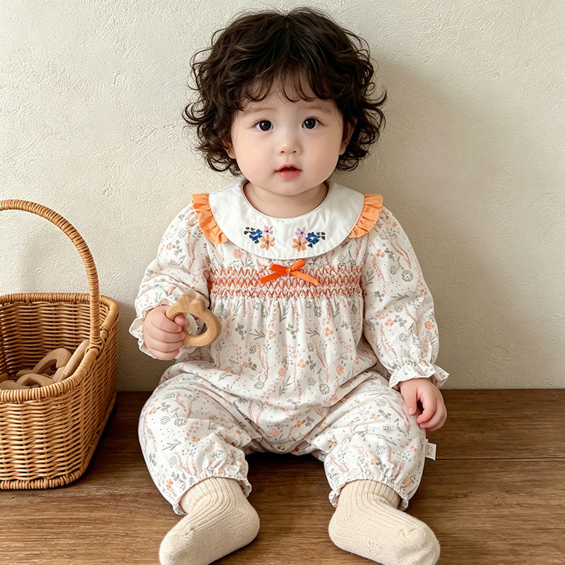 Newborn baby clothes autumn collection: stylish floral rompers for baby girls - perfect for spring/autumn, princess style, full month celebration, and outdoor wear
