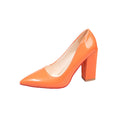 Plus size patent leather party pumps 2026 korean style all-season candy color pointed toe low-cut chunky heel women's single shoes