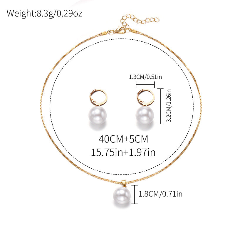 Pearl necklace and earring set wholesale - european and american cross-border jewelry - alloy, light luxury, niche, high-end, autumn/winter sweater necklace