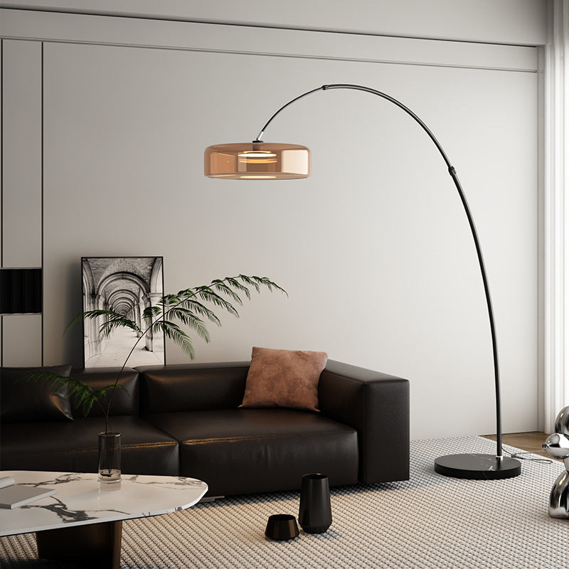 Brown italian light luxury high-end fishing lamp living room sofa high-looking floor lamp decoration atmosphere bedroom reading